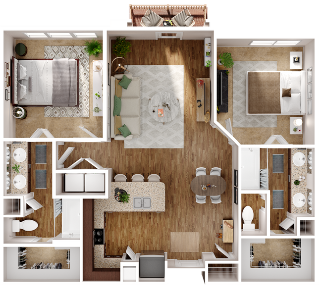 2 Bed, 2 Bath B (60% Income Restricted) 1463 floor plan